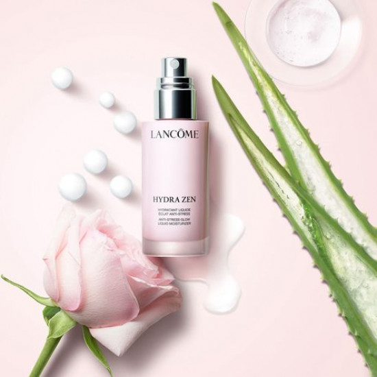 The calming emulsion for moistening and shine of face skin of Lancôme Hydra Zen Anti-Stress Glow Liquid Moisturizer with amino acids, 50 ml The calming emulsion for moistening and shine of face skin of Lancôme Hydra Zen Anti-Stress Glow Liquid Moisturizer with amino acids, 50 ml