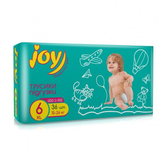 Уцінка! Підгузки-трусики Joy Run & Fun розмір 6 (15-26 кг), 36 шт Уцінка! Підгузки-трусики Joy Run & Fun розмір 6 (15-26 кг), 36 шт
