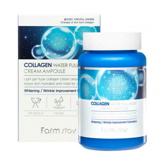 Зволожуюча крем-сироватка для обличчя FarmStay Collagen Water Full Moist Cream Ampoule з колагеном, 250 мл Зволожуюча крем-сироватка для обличчя FarmStay Collagen Water Full Moist Cream Ampoule з колагеном, 250 мл