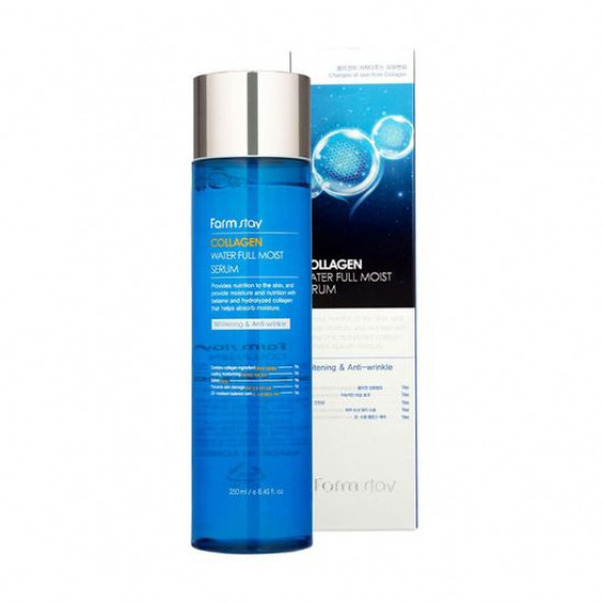 Зволожуюча сироватка для обличчя FarmStay Collagen Water Full Moist Serum з колагеном, 200 мл Зволожуюча сироватка для обличчя FarmStay Collagen Water Full Moist Serum з колагеном, 200 мл