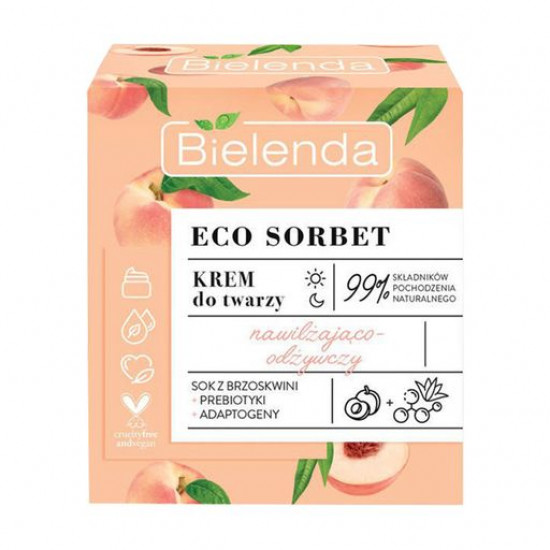Зволожуючий і поживний крем для обличчя Bielenda Eco Sorbet Moisturizing & Nourishing Face Cream з екстрактом персика, 50 мл Зволожуючий і поживний крем для обличчя Bielenda Eco Sorbet Moisturizing & Nourishing Face Cream з екстрактом персика, 50 мл