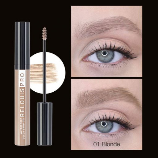Водостійкий гель для брів Relouis Pro Waterproof Color Brow Gel 01 Blonde, 6 г Водостійкий гель для брів Relouis Pro Waterproof Color Brow Gel 01 Blonde, 6 г