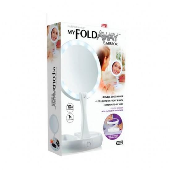 Зеркало-трансформер для макияжа My Fold Away с LED-подсветкой, двустороннее увеличительное Зеркало-трансформер для макияжа My Fold Away с LED-подсветкой, двустороннее увеличительное