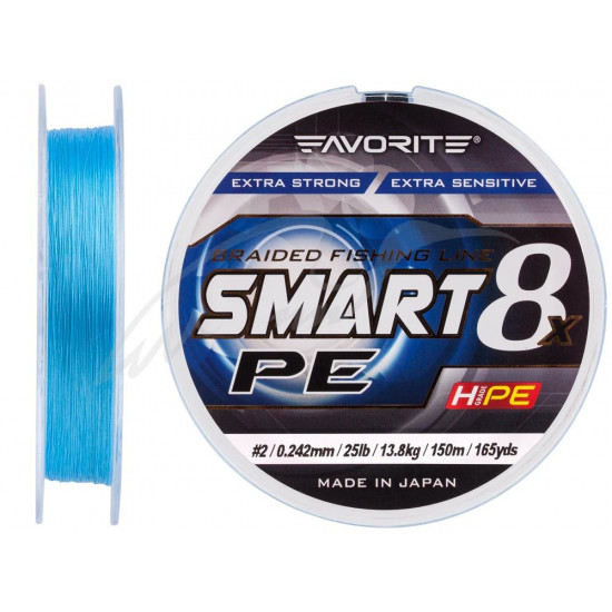 Shnur Favorite Smart PE of 8x 150 m (blue) #2.0/0.242mm 25lb/13.8kg (16931076) Shnur Favorite Smart PE of 8x 150 m (blue) #2.0/0.242mm 25lb/13.8kg (16931076)