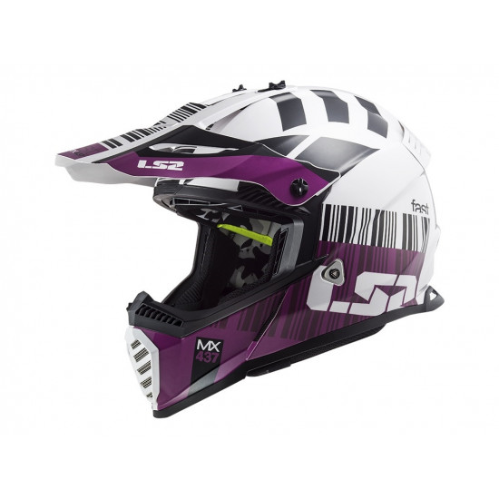 Мотошолом LS2 MX437 Fast EVO Xcode Gloss White-Violet XS Мотошолом LS2 MX437 Fast EVO Xcode Gloss White-Violet XS