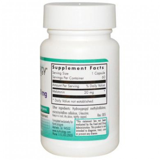 Мелатонін, Melatonin, Nutricology, 20 мг, 60 капсул, 27496 Мелатонін, Melatonin, Nutricology, 20 мг, 60 капсул, 27496