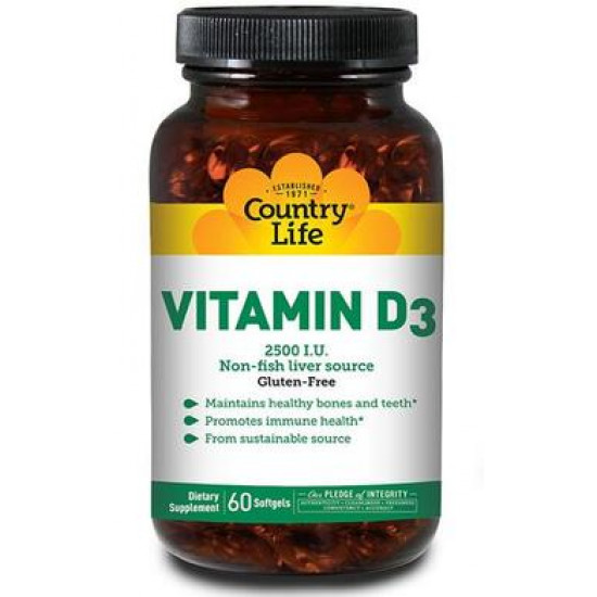 Вітамін Д3, Vitamin D3, Country Life, 2500 МО, 60 капсул, Z08195 Вітамін Д3, Vitamin D3, Country Life, 2500 МО, 60 капсул, Z08195
