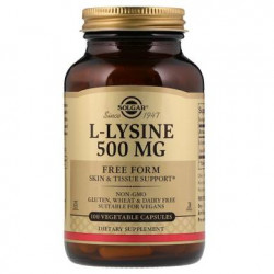 Лізін, L-Lysine, Solgar, 500 мг, 100 капсул, 10854