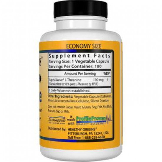 L-теанін, L-Theanine, Healthy Origins, 100 мг, 180 капсул, 14196 L-теанін, L-Theanine, Healthy Origins, 100 мг, 180 капсул, 14196