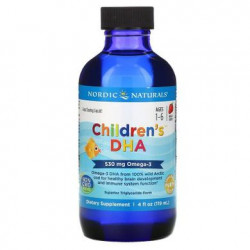 Жидкий рыбий жир для детей, Childrens DHA, Nordic Naturals, клубника, 119 мл, 14541
  