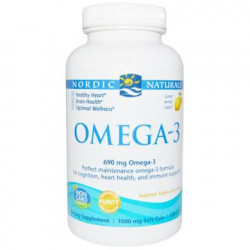 Purified Fish Oil, Omega-3, Nordic Naturals, Lemon, 690 mg, 120 Capsules, 14543
 