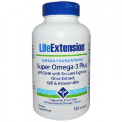 Omega-3 Super +, Super Omega-3 Plus, Life Extension, 120 Capsules, 18366
 