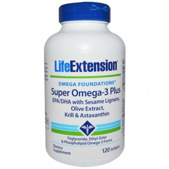 Omega-3 Super +, Super Omega-3 Plus, Life Extension, 120 Capsules, 18366
Omega-3 Super +, Super Omega-3 Plus, Life Extension, 120 Capsules, 18366