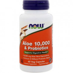 Алоэ вера 10000 и пробиотики, Aloe & Probiotics, Now Foods, 60 капсул, 23905
  