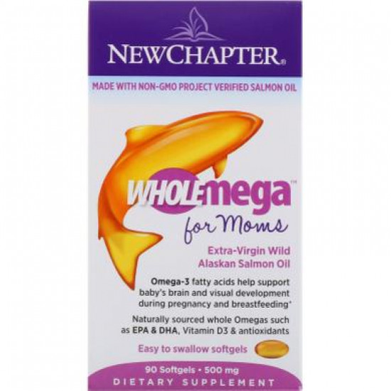 Жир аляскинского лосося для мам, Wholemega For Moms, New Chapter, 500 мг, 90 капсул, 27012
Жир аляскинского лосося для мам, Wholemega For Moms, New Chapter, 500 мг, 90 капсул, 27012