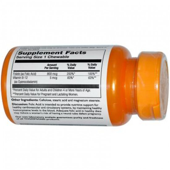 Фолієва кислота та В12, Folic Acid Plus B-12, Thompson, 800 мкг, 30 таблеток, 27730 Фолієва кислота та В12, Folic Acid Plus B-12, Thompson, 800 мкг, 30 таблеток, 27730
