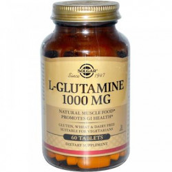 Глютамін, L-Glutamine, Solgar, 1000 мг, 60 таблеток, 02889