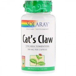 Котячий кіготь, екстракт кори, Cats Claw, Solaray, для веганів, 500 мг, 100 капсул, 30070 