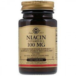 Niacin, Niacin, Solaray, 100 mg, 100 Veggie Caps, 30169
 