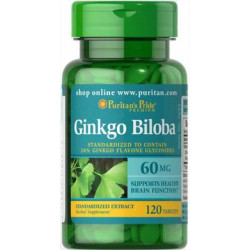 Гинкго Билоба экстракт, Ginkgo Biloba Standardized Extract, Puritans Pride, 60 мг, 120 таблеток, 31548
  