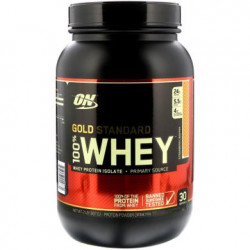 Сывороточный протеин, 100% Whey Gold Standard, клубника банан, Optimum Nutrition, 909 г, z02064
  