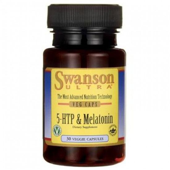 5 НТР + Мелатонін, 5-Htp + Melatonin, Swanson, 30 рослинних капсул, z02507 5 НТР + Мелатонін, 5-Htp + Melatonin, Swanson, 30 рослинних капсул, z02507