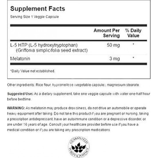 5 НТР + Мелатонін, 5-Htp + Melatonin, Swanson, 30 рослинних капсул, z02507 5 НТР + Мелатонін, 5-Htp + Melatonin, Swanson, 30 рослинних капсул, z02507