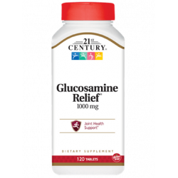 Глюкозамін і кальцій, Glucosamine Relief, Maximum Strength, 21st Century Health Care, 1000 мг, 120 таблеток, z02814