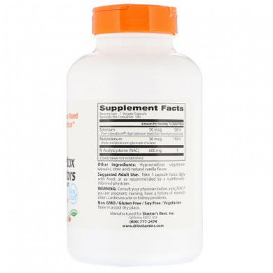 N-Acetylcysteine, NAC Detox Regulators, Doctors Best, 180 gel capsules, Z05776
N-Acetylcysteine, NAC Detox Regulators, Doctors Best, 180 gel capsules, Z05776