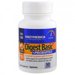 Ферменти та пробіотики, Digest Basic+Probiotics, Enzymedica, 30 капсул, Z05872
 