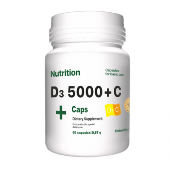 Vitamin complex (Vitamin D3 + Vitamin C), D3 5000 + C, EntherMeal, 60 capsules, Z08926
Vitamin complex (Vitamin D3 + Vitamin C), D3 5000 + C, EntherMeal, 60 capsules, Z08926