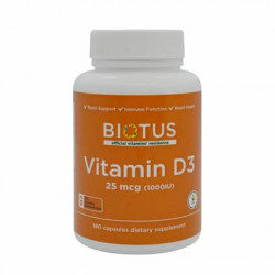 Вітамін Д3, Vitamin D3, Biotus, 1000 МО, 180 капсул, Z09695