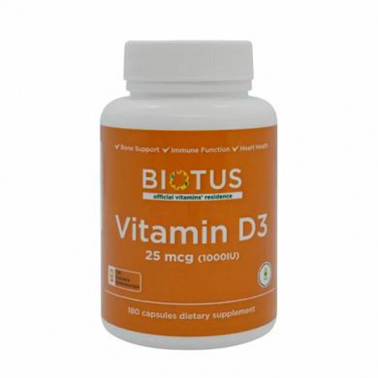 Вітамін Д3, Vitamin D3, Biotus, 1000 МО, 180 капсул, Z09695 Вітамін Д3, Vitamin D3, Biotus, 1000 МО, 180 капсул, Z09695