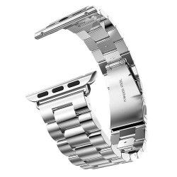 STR 3-Bead Metal Band for Apple Watch 42/44/45 mm (Series SE/7/6/5/4/3/2/1) - Silver