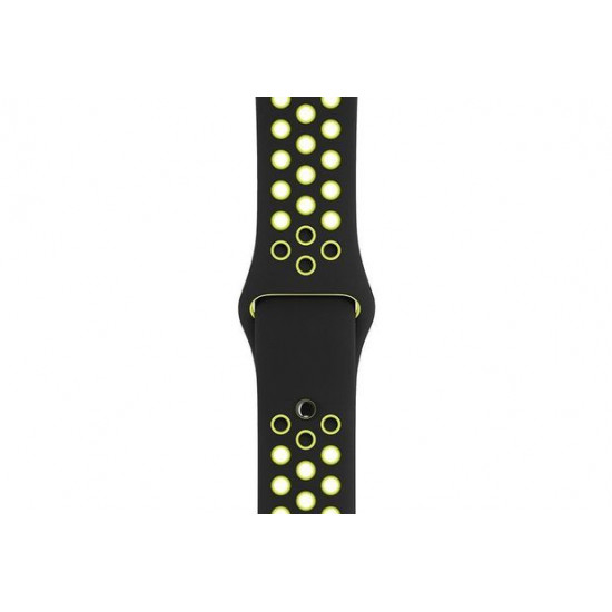 Силиконовый ремешок STR Nike Sport Band for Apple Watch 42/44/45 mm (Series SE/7/6/5/4/3/2/1) - Black/Volt Силиконовый ремешок STR Nike Sport Band for Apple Watch 42/44/45 mm (Series SE/7/6/5/4/3/2/1) - Black/Volt