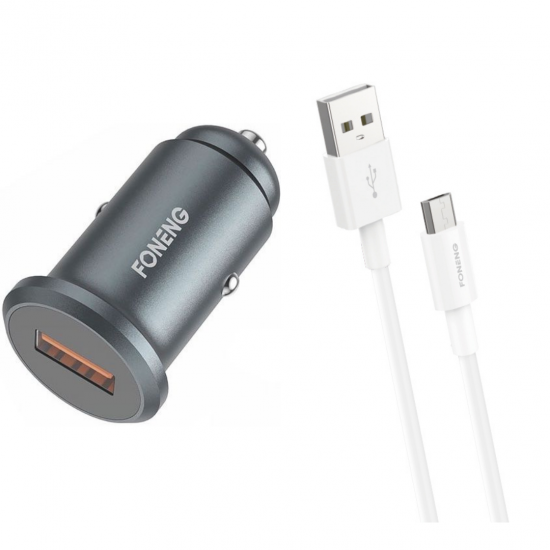 Автомобільний зарядний пристрій + кабель Micro USB FONENG C15 (1xUSB QC / 4A) - Gray Автомобільний зарядний пристрій + кабель Micro USB FONENG C15 (1xUSB QC / 4A) - Gray