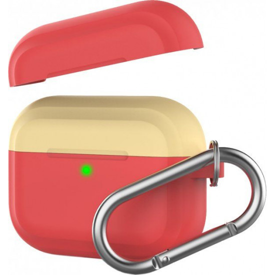 Silicone Case with STR Carabiner for Apple AirPods Pro - Red, Yellow Silicone Case with STR Carabiner for Apple AirPods Pro - Red, Yellow