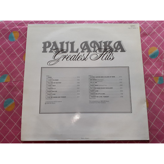 Виниловая пластинка LP Paul Anka - Greatest Hits Виниловая пластинка LP Paul Anka - Greatest Hits