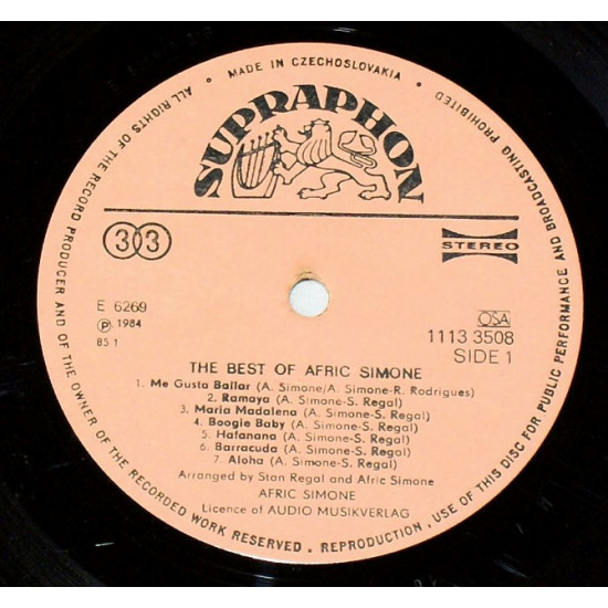 Afric Simone – The Best Of Afric Simone. Supraphone 1984 Czechoslovakia Afric Simone – The Best Of Afric Simone. Supraphone 1984 Czechoslovakia
