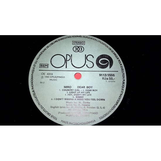 Miro (Dream Boy) 1984. (LP). 12. Vinyl. Платівка. Czechoslovakia. Miro (Dream Boy) 1984. (LP). 12. Vinyl. Платівка. Czechoslovakia.