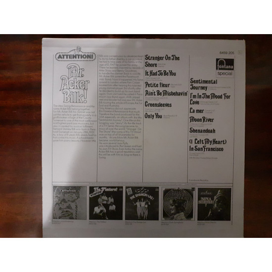 Vinyl record of LP Mr. Acker Bilk! – Attention! Mr. Acker Bilk! Vinyl record of LP Mr. Acker Bilk! – Attention! Mr. Acker Bilk!
