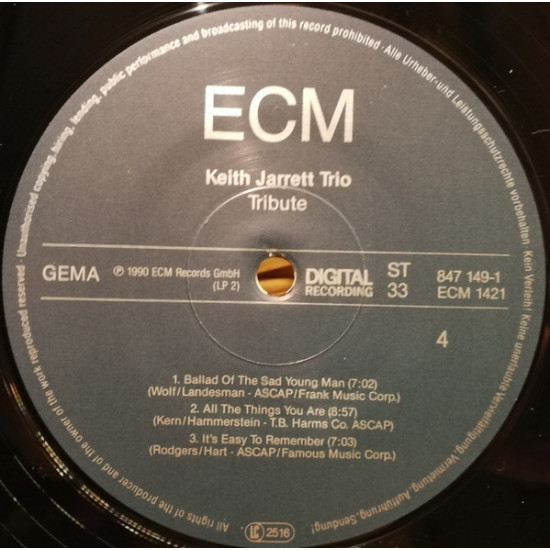 Keith Jarrett Trio-Tribute (2LP) / Lee Konitz, Jim Hall, Miles Davis, Bill Evans, Nancy Wilson, Char Keith Jarrett Trio-Tribute (2LP) / Lee Konitz, Jim Hall, Miles Davis, Bill Evans, Nancy Wilson, Char