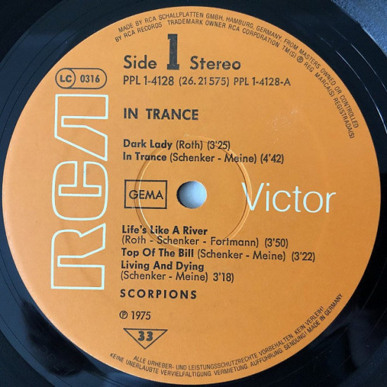Scorpions, 1975, Ger, NM/NM, lp Scorpions, 1975, Ger, NM/NM, lp