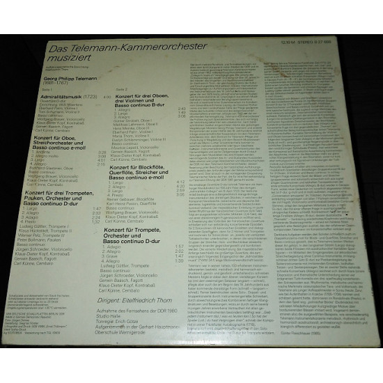Telemann-Kammerorchester Michaelstein – Das Telemann-Kammerorchester Musiziert (made in DDR) – Telemann-Kammerorchester Michaelstein – Das Telemann-Kammerorchester Musiziert (made in DDR) –