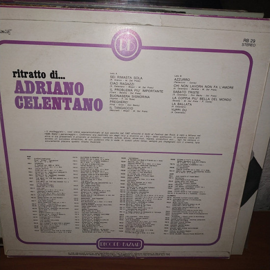ADRIANO CELENTANO RITRATTO DI... LP ADRIANO CELENTANO RITRATTO DI... LP