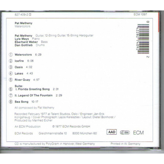 Pat Metheny – Watercolors, 1977, ECM Pat Metheny – Watercolors, 1977, ECM