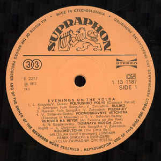 Пластинка Miloslav Bureš, Lubomír Panek Singers & Swingers , Václav Zahradník Orchestra – Evening Пластинка Miloslav Bureš, Lubomír Panek Singers & Swingers , Václav Zahradník Orchestra – Evening