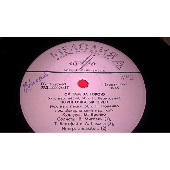 State Transcarpathian National Hor (P_snya Pro Canoe) 1969. (LP). 7. Vinyl. Plastinka. State Transcarpathian National Hor (P_snya Pro Canoe) 1969. (LP). 7. Vinyl. Plastinka.