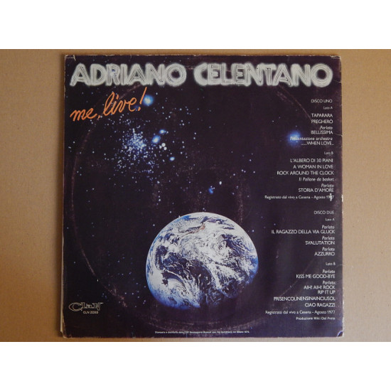 Adriano Celentano – Me, Live! (Clan Celentano – CLN 22203, Italy) EX+/EX+/EX+ Adriano Celentano – Me, Live! (Clan Celentano – CLN 22203, Italy) EX+/EX+/EX+