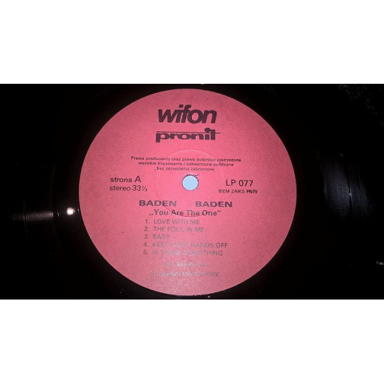 Baden Baden (You Are The One) 1986. (LP). 12. Vinyl. Пластинка. Poland. Baden Baden (You Are The One) 1986. (LP). 12. Vinyl. Пластинка. Poland.